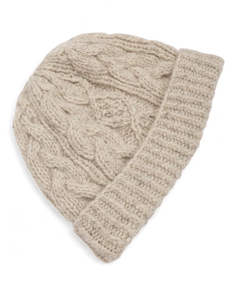 Grey Cable Knitted Wool Beanie