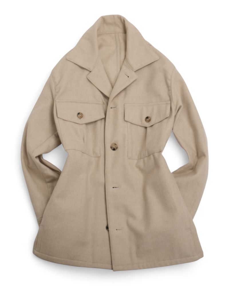 Beige Flannel Wool Overshirt