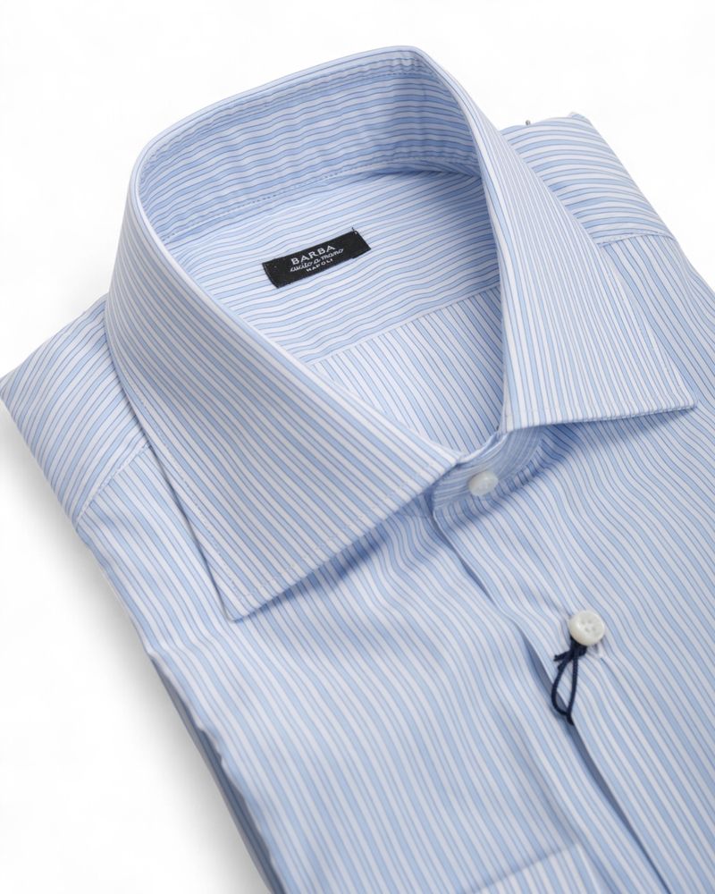 Blue/White Striped Poplin Shirt