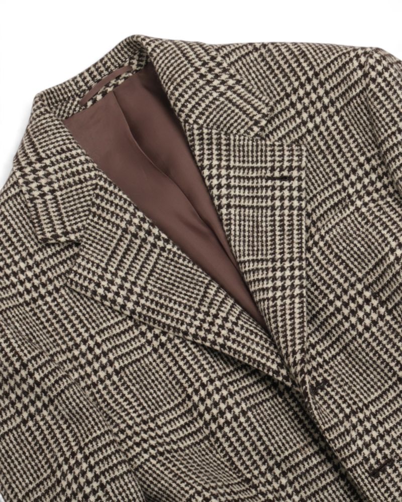 Beige/Brown Glen Check Wool Sports Jacket