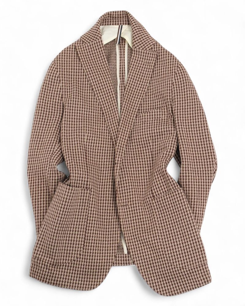 Beige Herringbone Cotton Sports Jacket