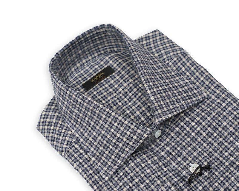 Navy/Grey/Beige Checked Flannel Shirt