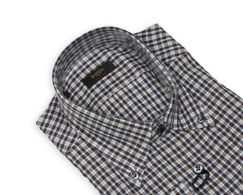 Blue/Brown/White Checked BD. Flannel Shirt
