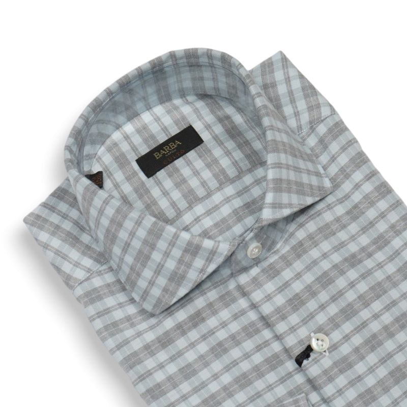 Blue/Grey Checked Flannel Shirt