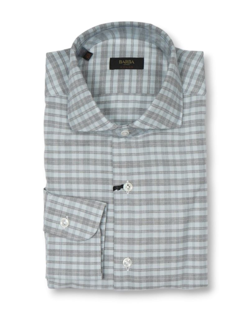 Blue/Grey Checked Flannel Shirt