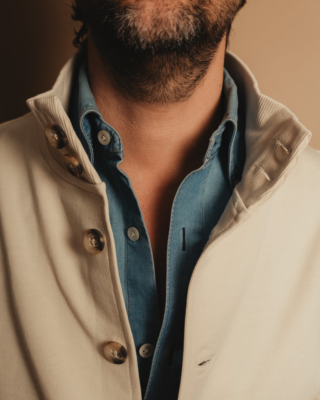 Beige Cotton Blouson Jacket