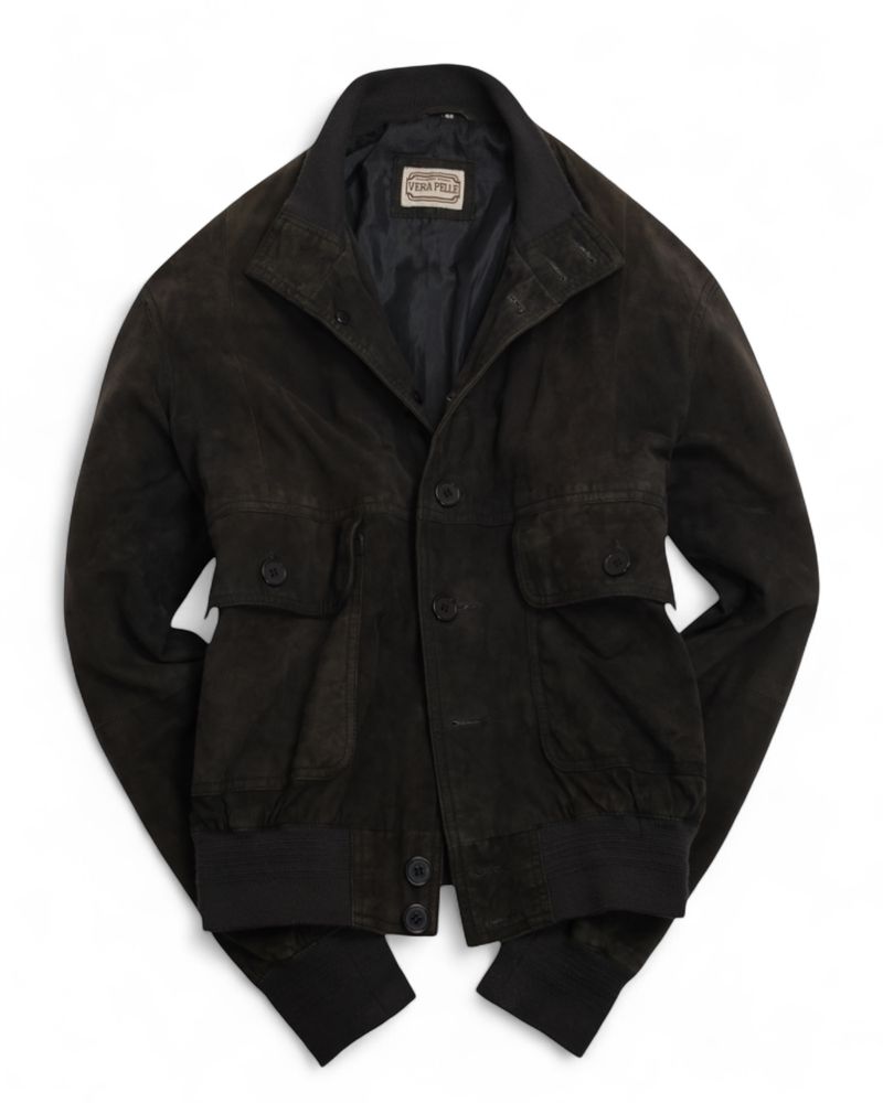 Faded Navy Suede Bomber