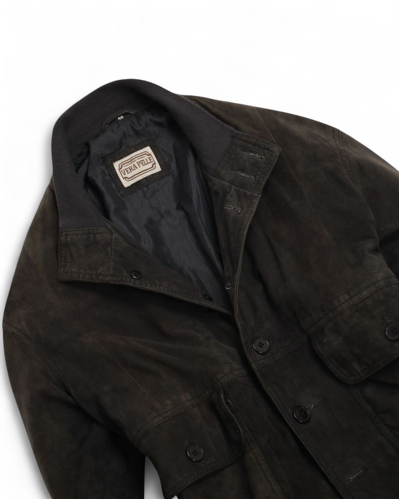 Faded Navy Suede Bomber