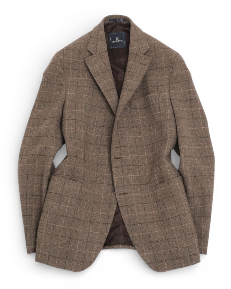 Beige/Brown Checked Flannel Sports Jacket