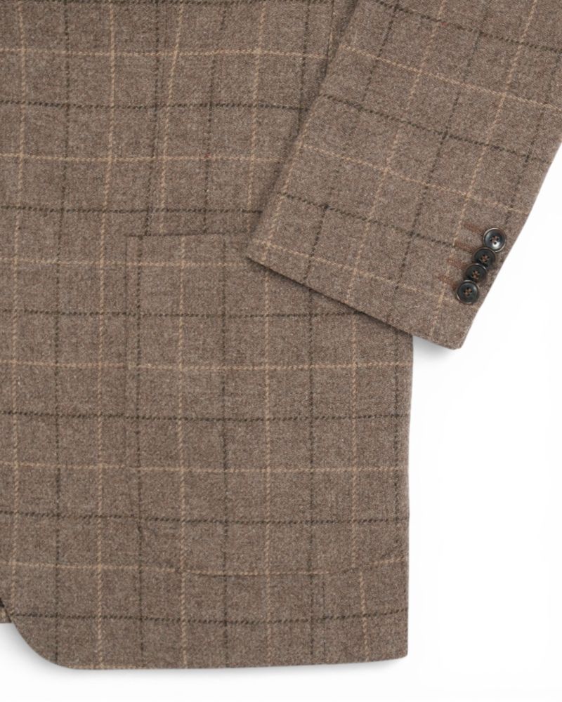 Beige/Brown Checked Flannel Sports Jacket