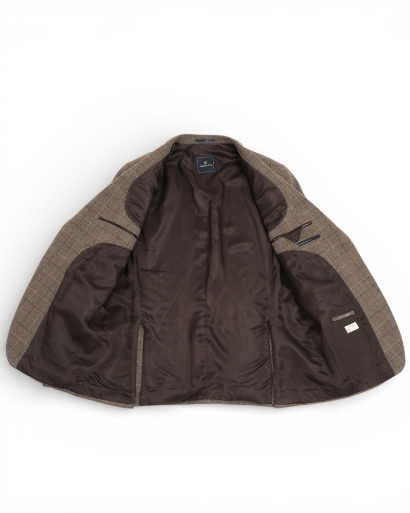 Beige/Brown Checked Flannel Sports Jacket