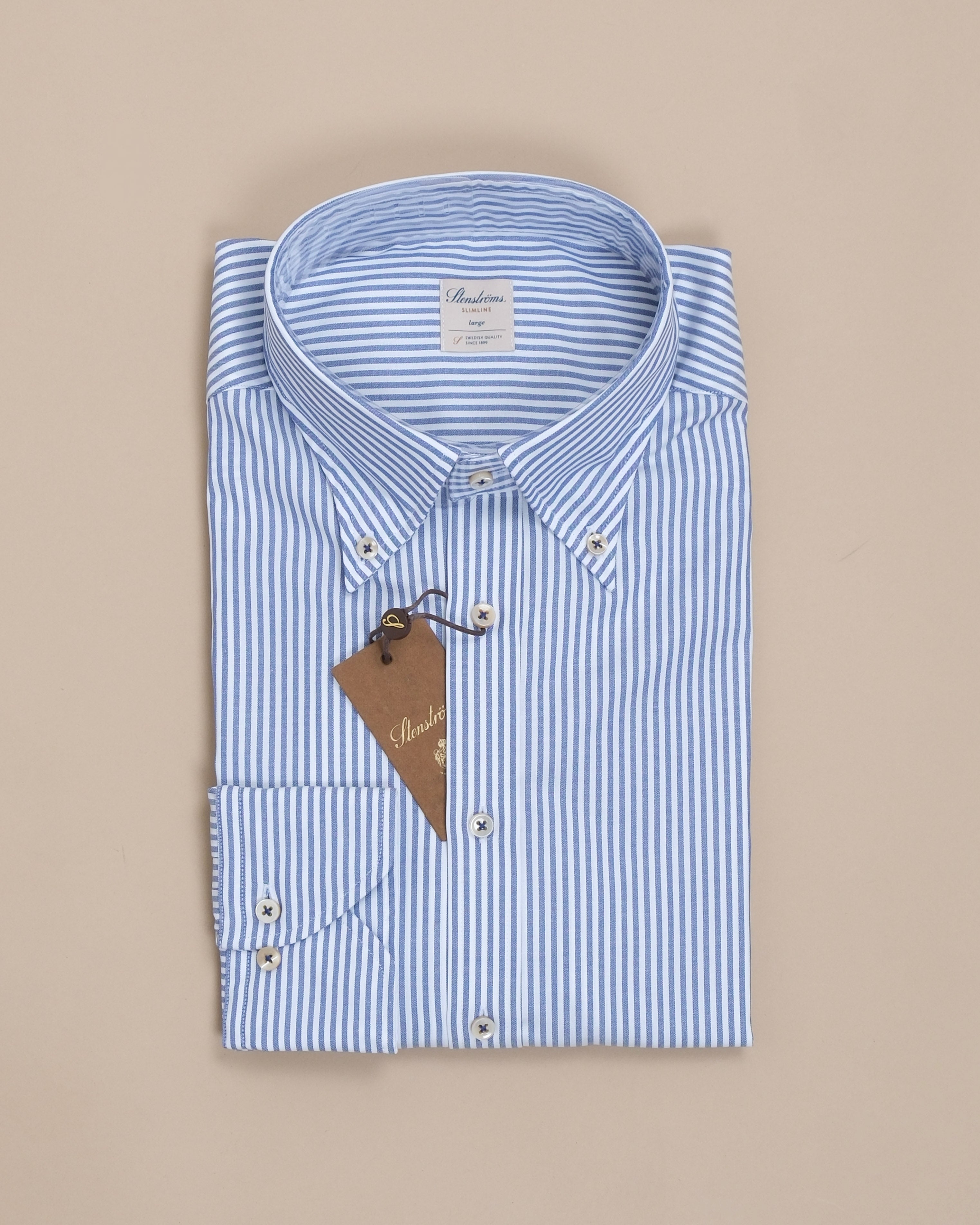 Blue/white Striped Cotton BD. Shirt