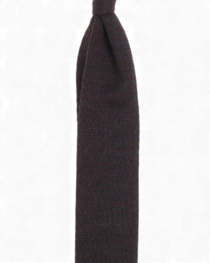 Chocolate Houndstooth Silk & Cashmere Knit Tie