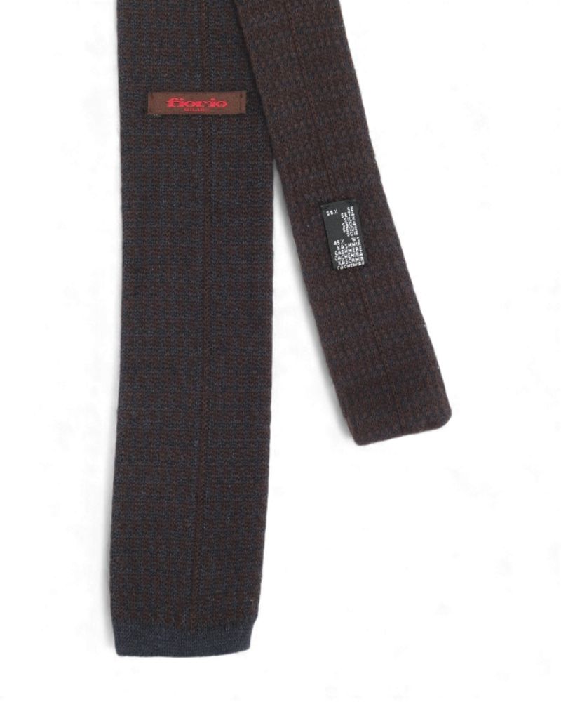 Chocolate Houndstooth Silk & Cashmere Knit Tie