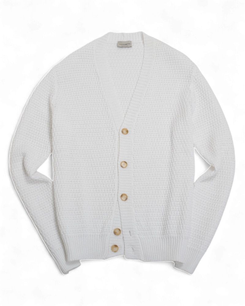 White Buttoned Link Knitted Cardigan