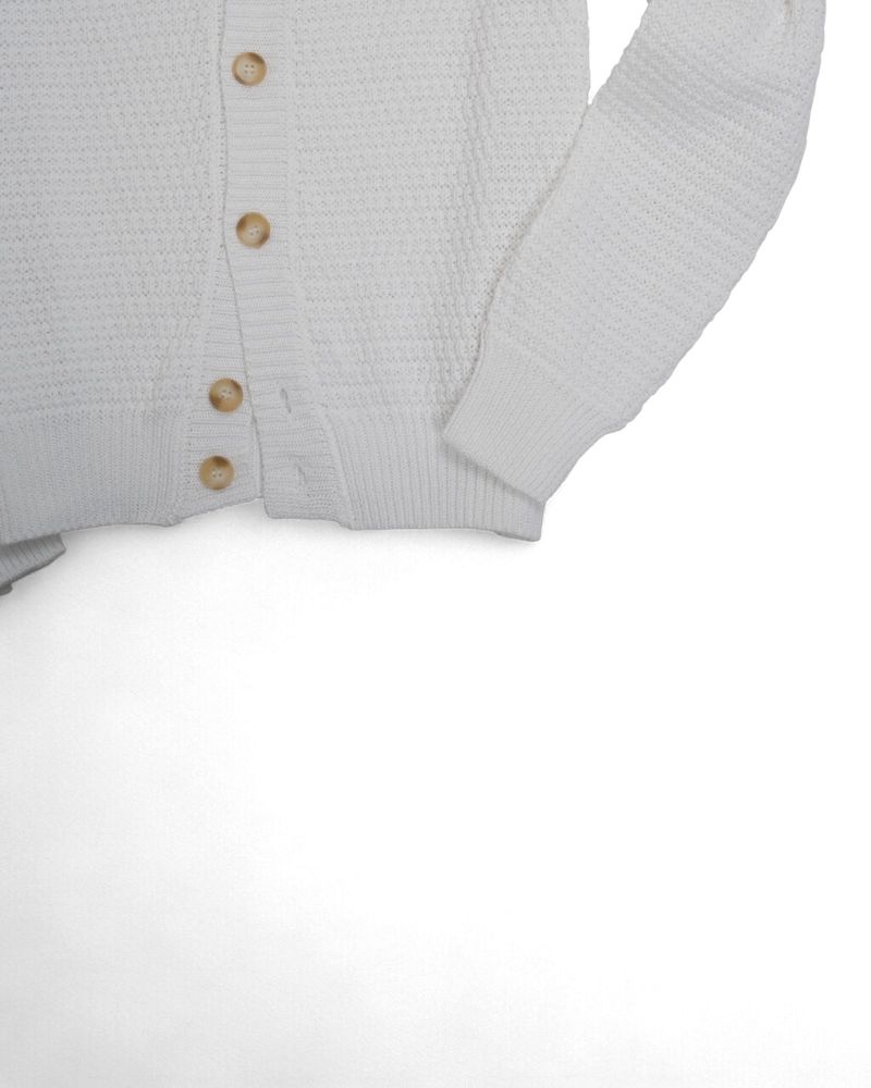 White Buttoned Link Knitted Cardigan