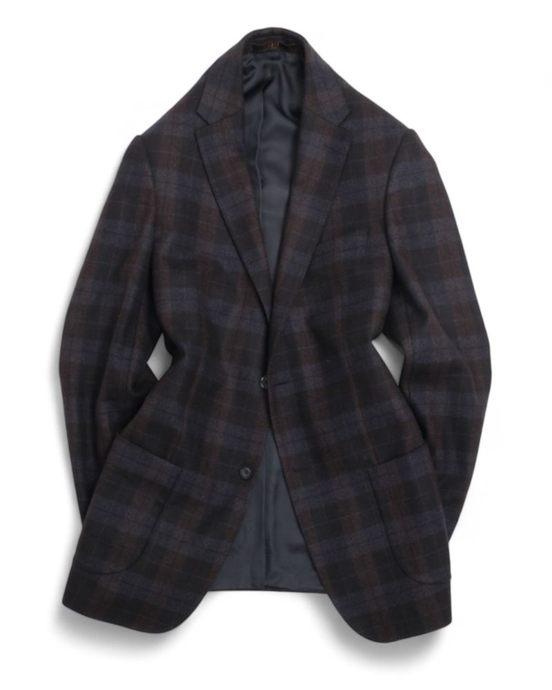 Navy/Burgundy Glen Check Virgin Wool Sports Jacket