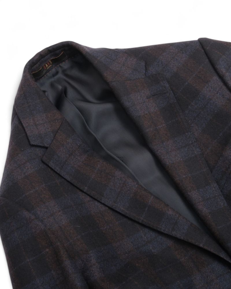 Navy/Burgundy Glen Check Virgin Wool Sports Jacket