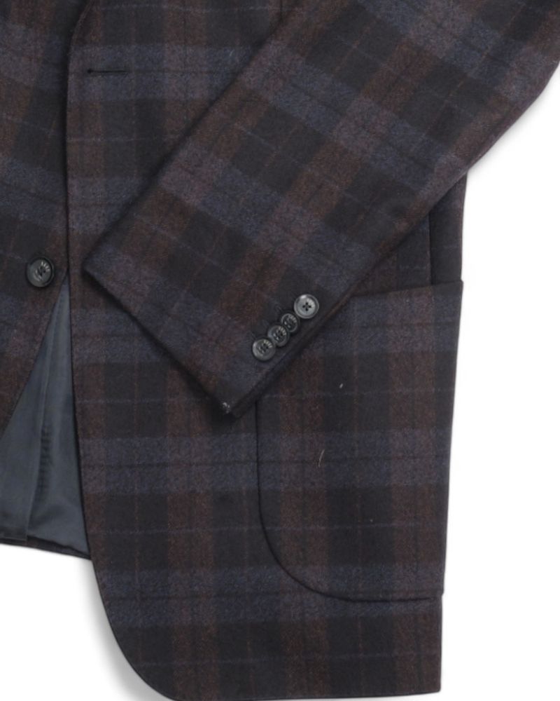 Navy/Burgundy Glen Check Virgin Wool Sports Jacket