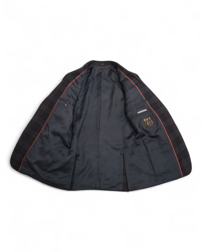 Navy/Burgundy Glen Check Virgin Wool Sports Jacket