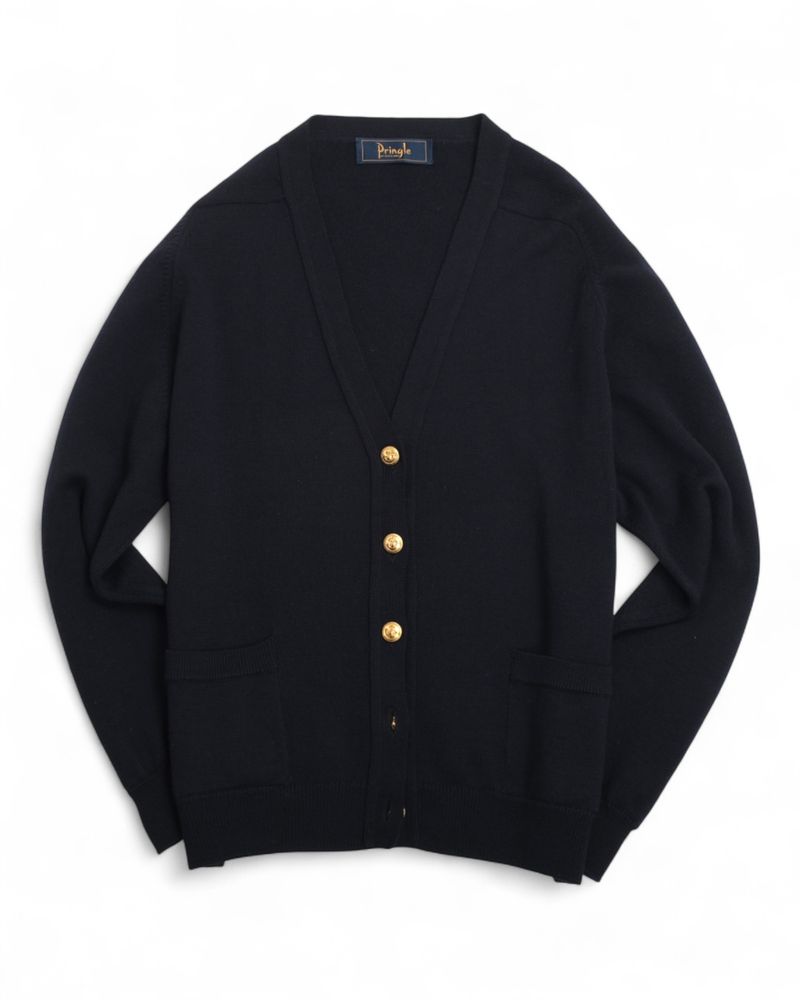 Navy Lambswool Cardigan (Made in Scotland)