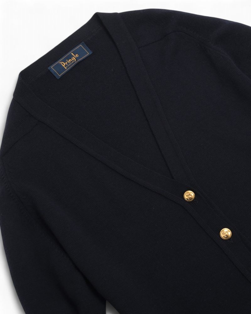 Navy Lambswool Cardigan (Made in Scotland)