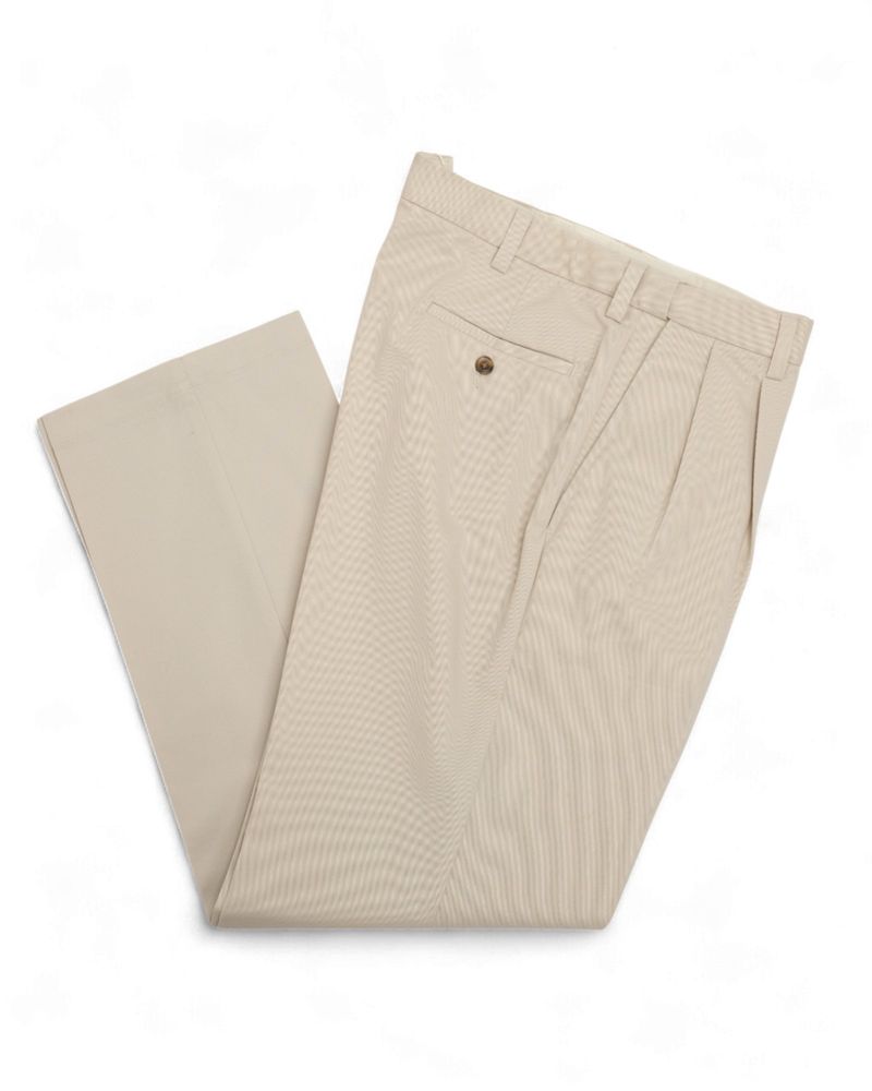 Stone High-Rise Pleated Cotton Twill Trousers
