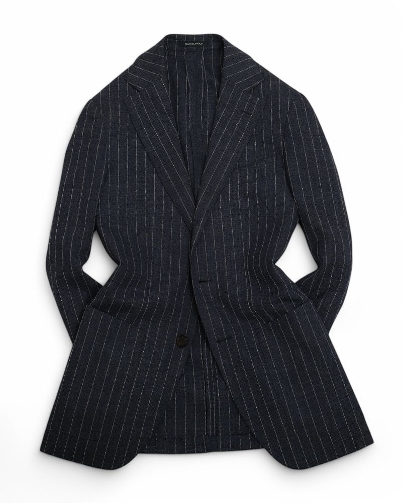 Dark Blue Chalk Striped Traveller Wool Suit
