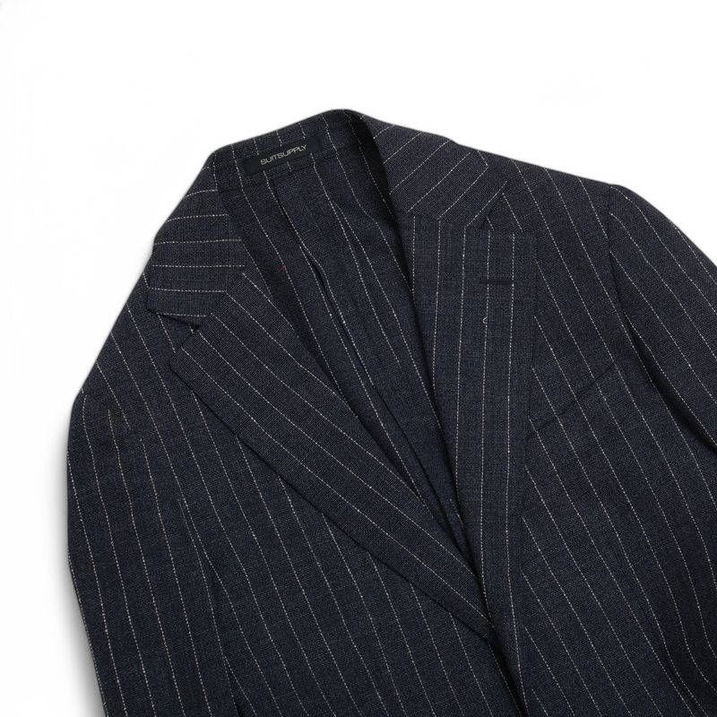 Dark Blue Chalk Striped Traveller Wool Suit
