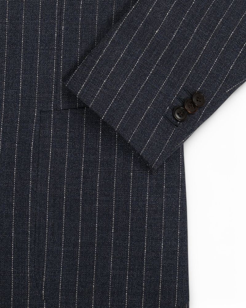 Dark Blue Chalk Striped Traveller Wool Suit