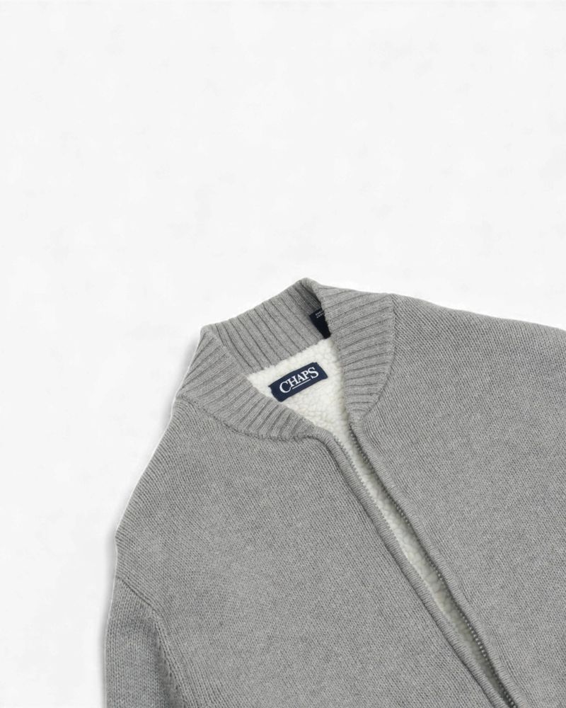Light Grey Full Zip Sweater