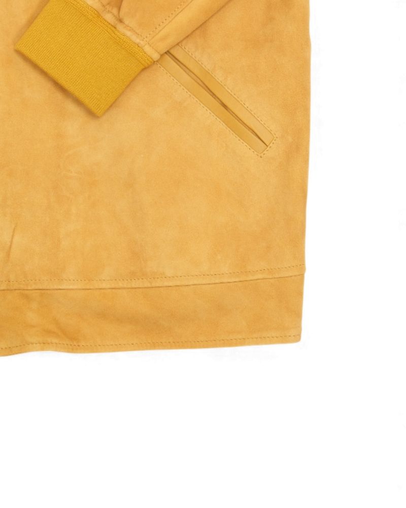 Moutarde Unlined Suede Leather Bomber Jacket
