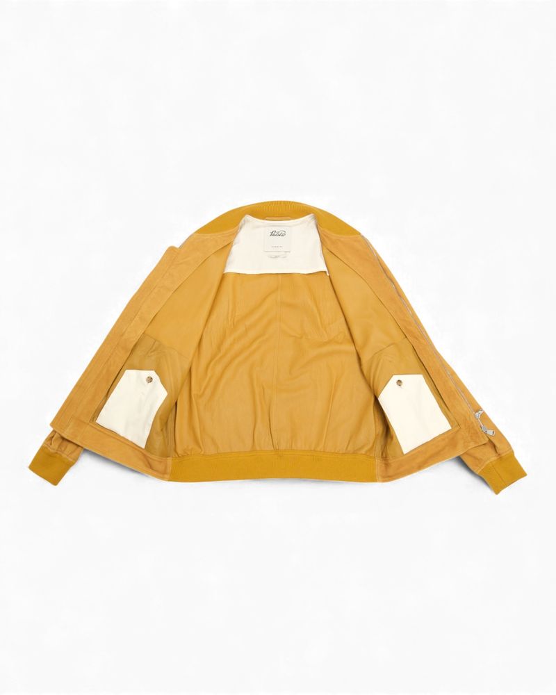 Moutarde Unlined Suede Leather Bomber Jacket