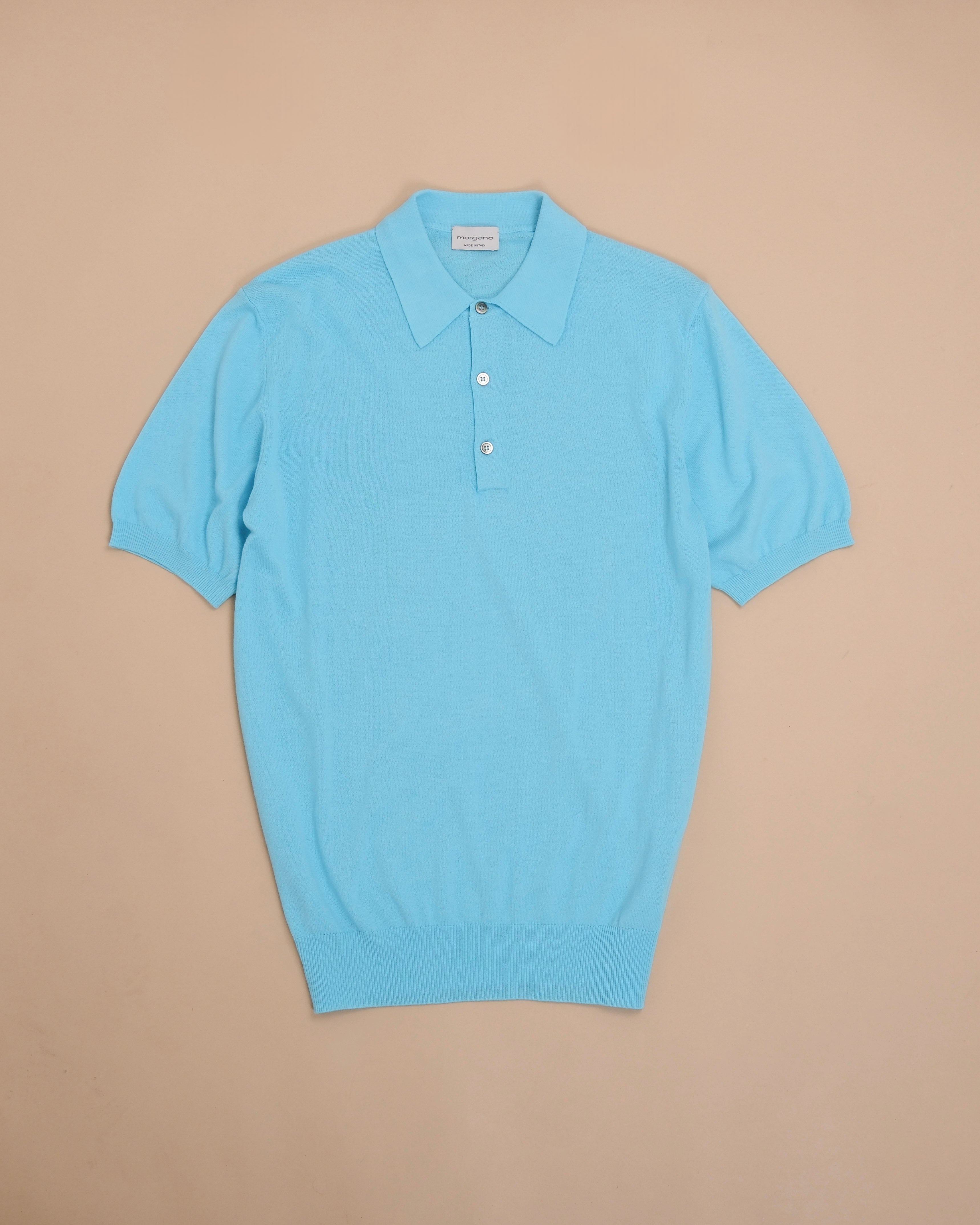 Light Blue Cotton Short-Sleeve Polo