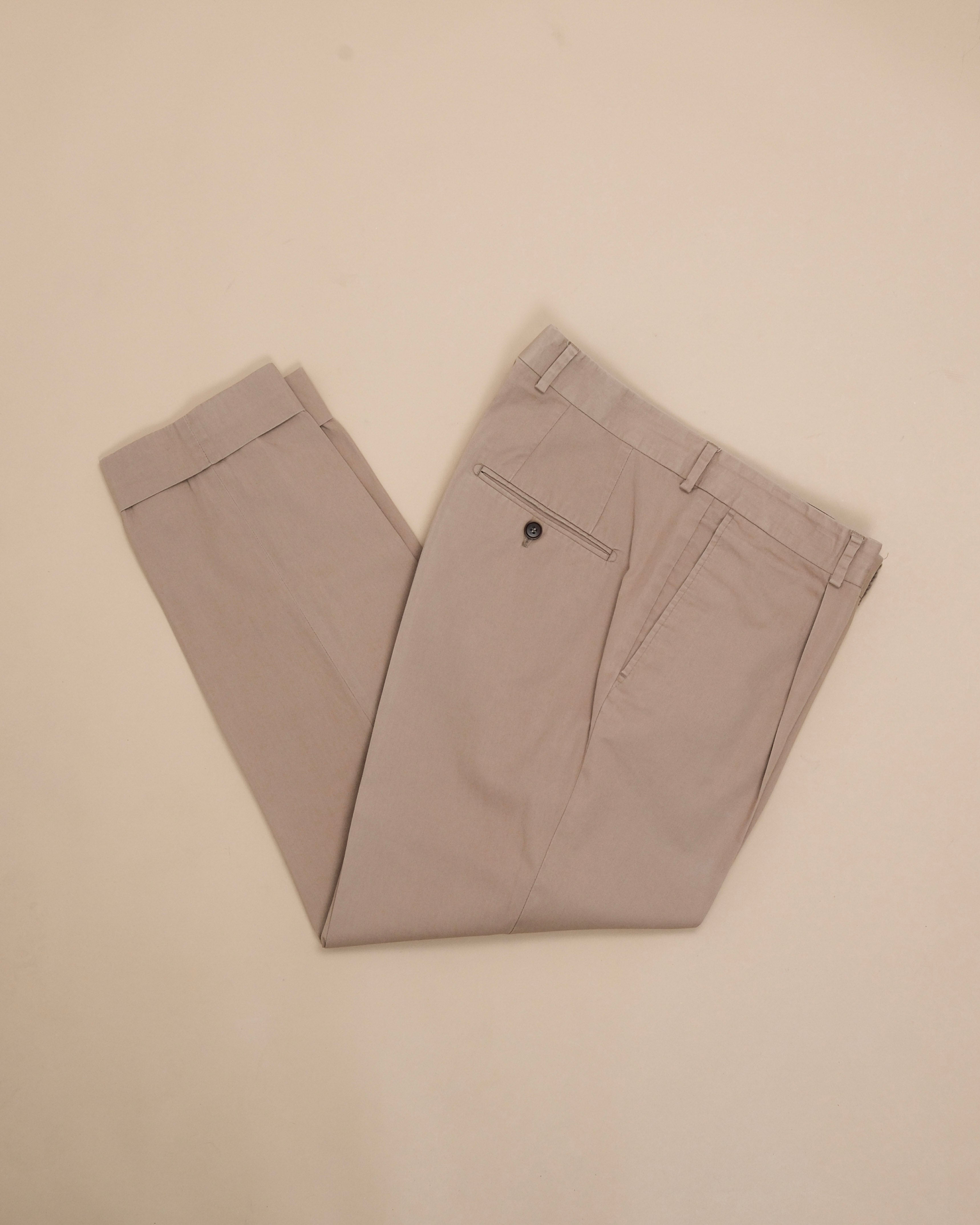 Beige Mid-Rise Light Cotton Trousers