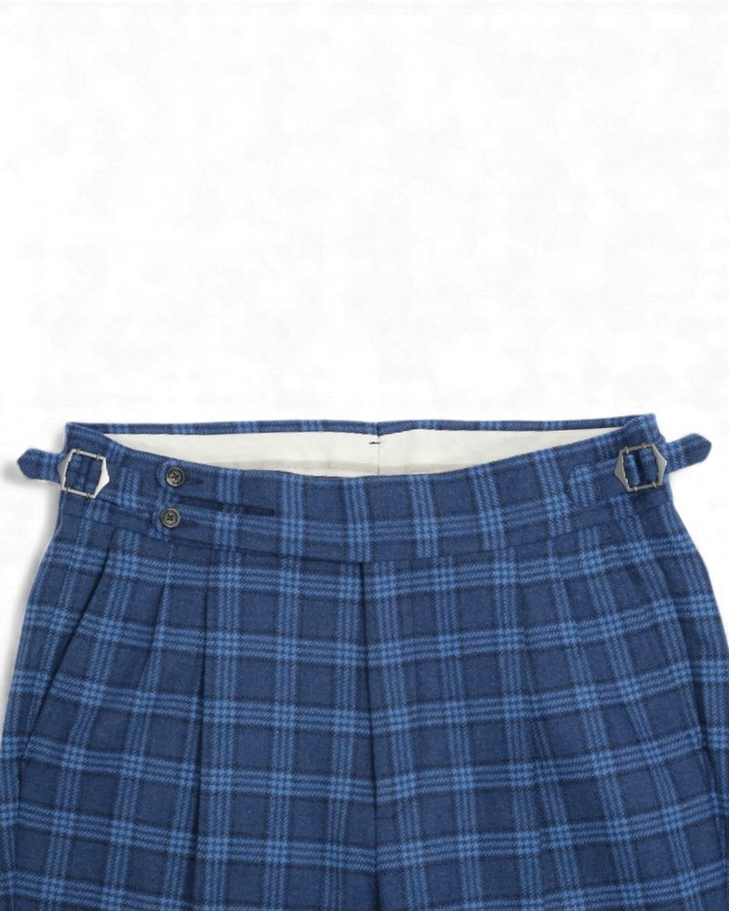 Blue/Navy DB. Glen Check Flannel Suit