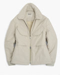 Off White Padded Wool-Cotton Fleece Lined Jacket