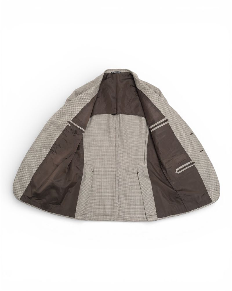Brown/Beige Puppytooth Wool/Linen/Silk Sports Jacket