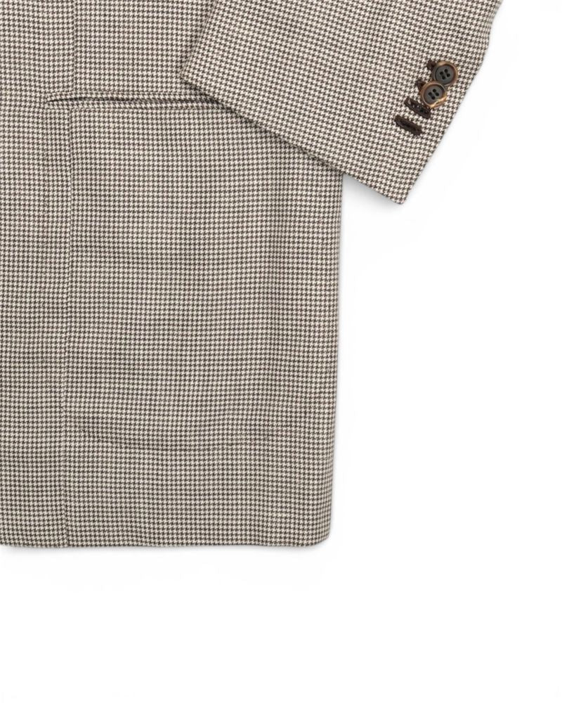 Brown/Beige Puppytooth Wool/Linen/Silk Sports Jacket