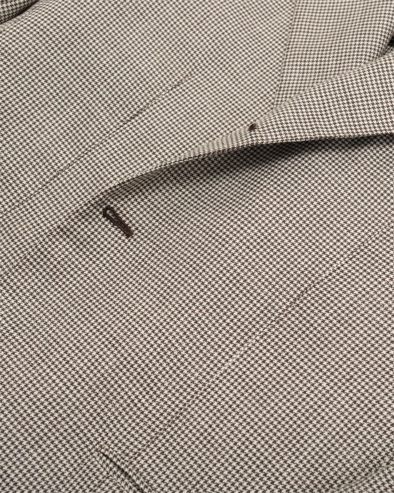 Brown/Beige Puppytooth Wool/Linen/Silk Sports Jacket