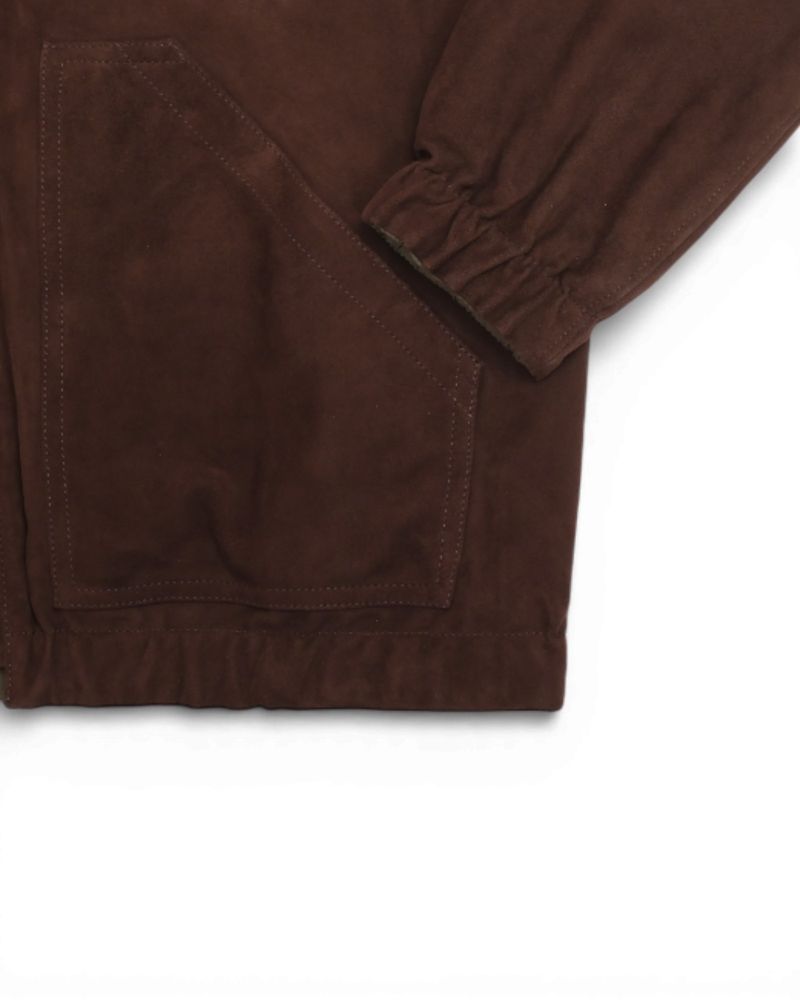 Chocolate Suede & Green Reversible Hooded Jacket