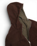 Chocolate Suede & Green Reversible Hooded Jacket