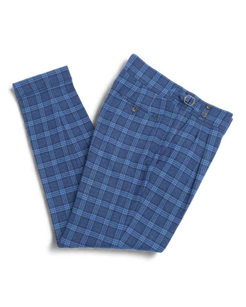 Blue/Navy DB. Glen Check Flannel Suit