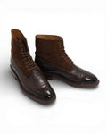 Dark Brown Leather & Suede Lace-Up Boots