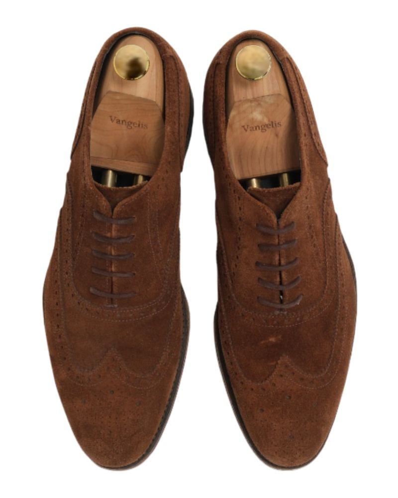 Wing-Tip Brown Suede Oxfords