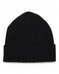 Black Ribbed Merino/Cashmere Beanie