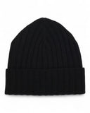 Black Ribbed Merino/Cashmere Beanie
