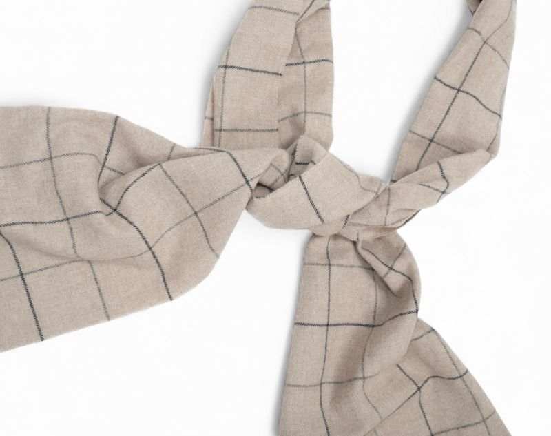 Beige Checked Cashmere Scarf