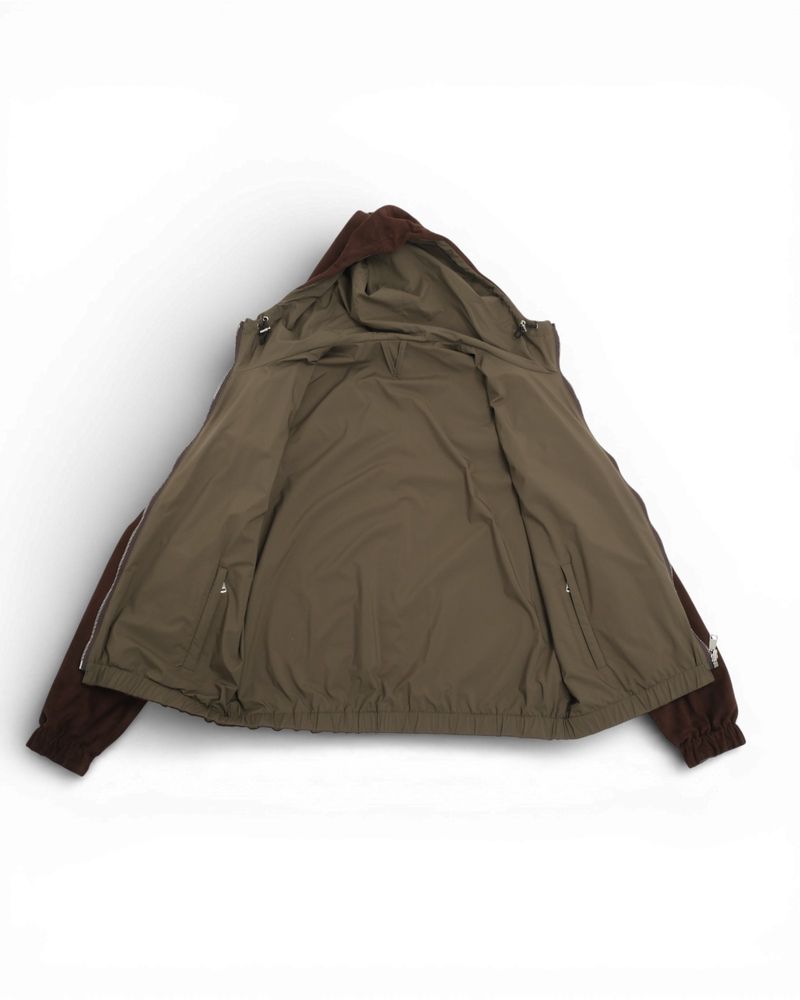 Chocolate Suede & Green Reversible Hooded Jacket
