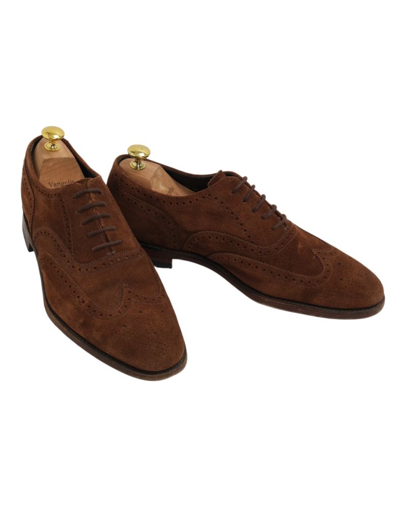 Wing-Tip Brown Suede Oxfords